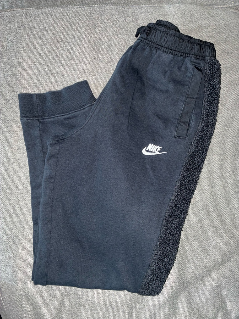 Nike Kids Black Joggers with Sherpa Side Trim